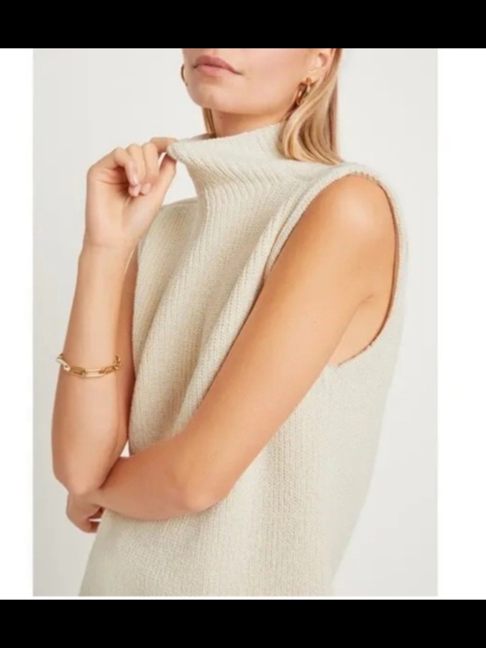 Mara Hoffman Sleeveless Turtleneck Sweater in Cream
